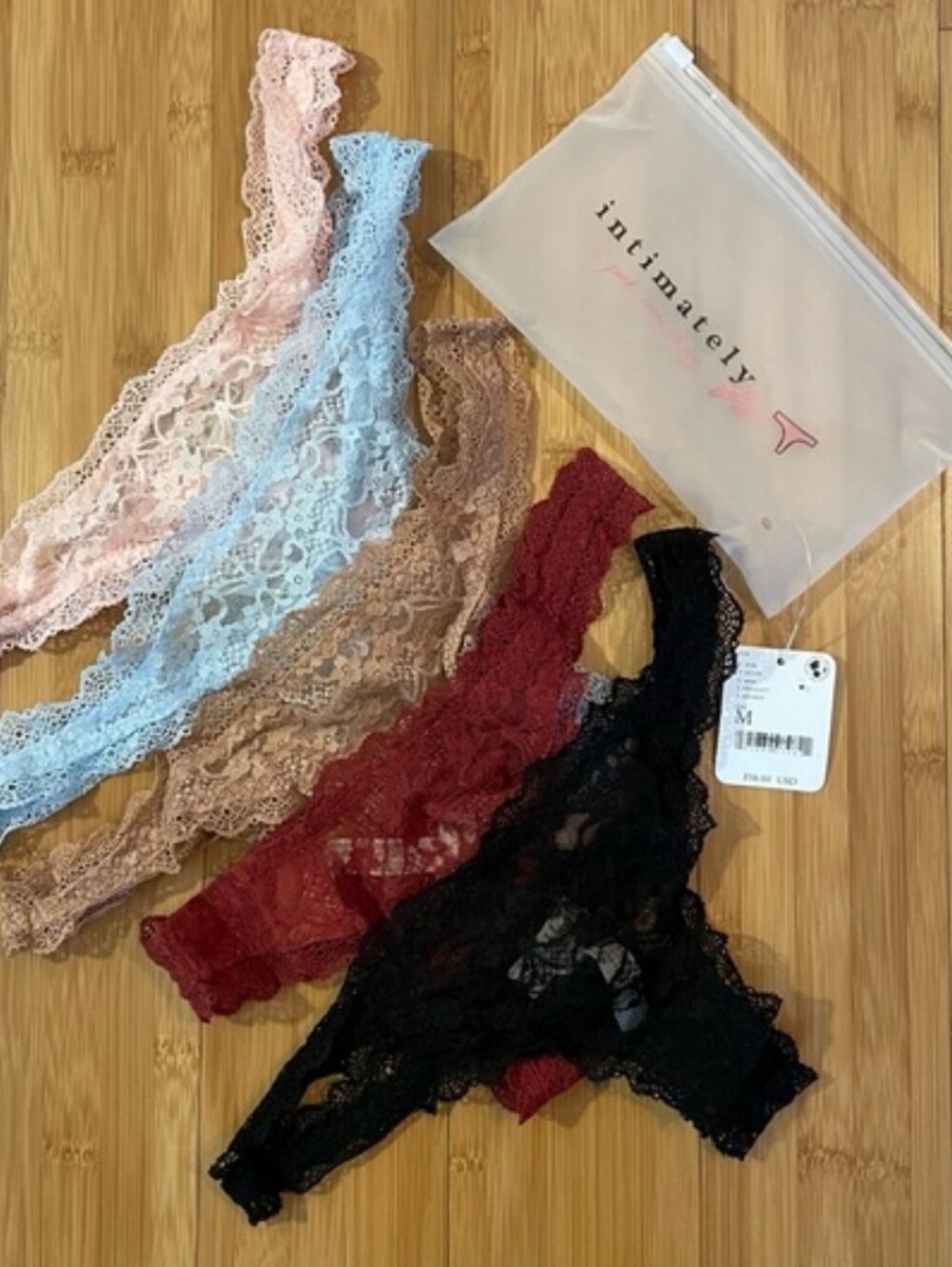 INTIMATELY BY FREE People Lace Low-Rise Thong Panties Set of 5 Colors NWT MED - Picture 2 of 13